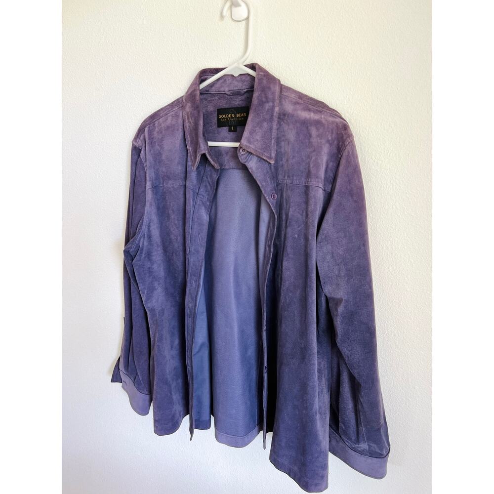 Vintage Purple Suede Button Up Jacket Golden Bear Women's Large - Picture 2 of 7